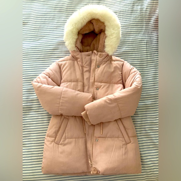 Marks & Spencer pale pink puffer winter coat - Picture 1 of 8